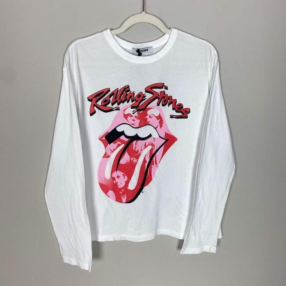 Daydreamer The Rolling Stones Lick Crew Long Sleeve Shirt Graphic Band‎ Tee